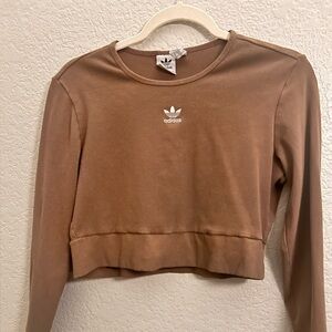 Adidas Women's Brown Long Sleeve athletic Crop Top